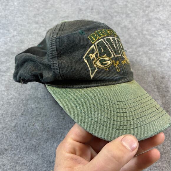 VINTAGE 90s NFL Green Bay Packers Brett Favre 4 Hat Cap Mens Black Snapback - Picture 3 of 6